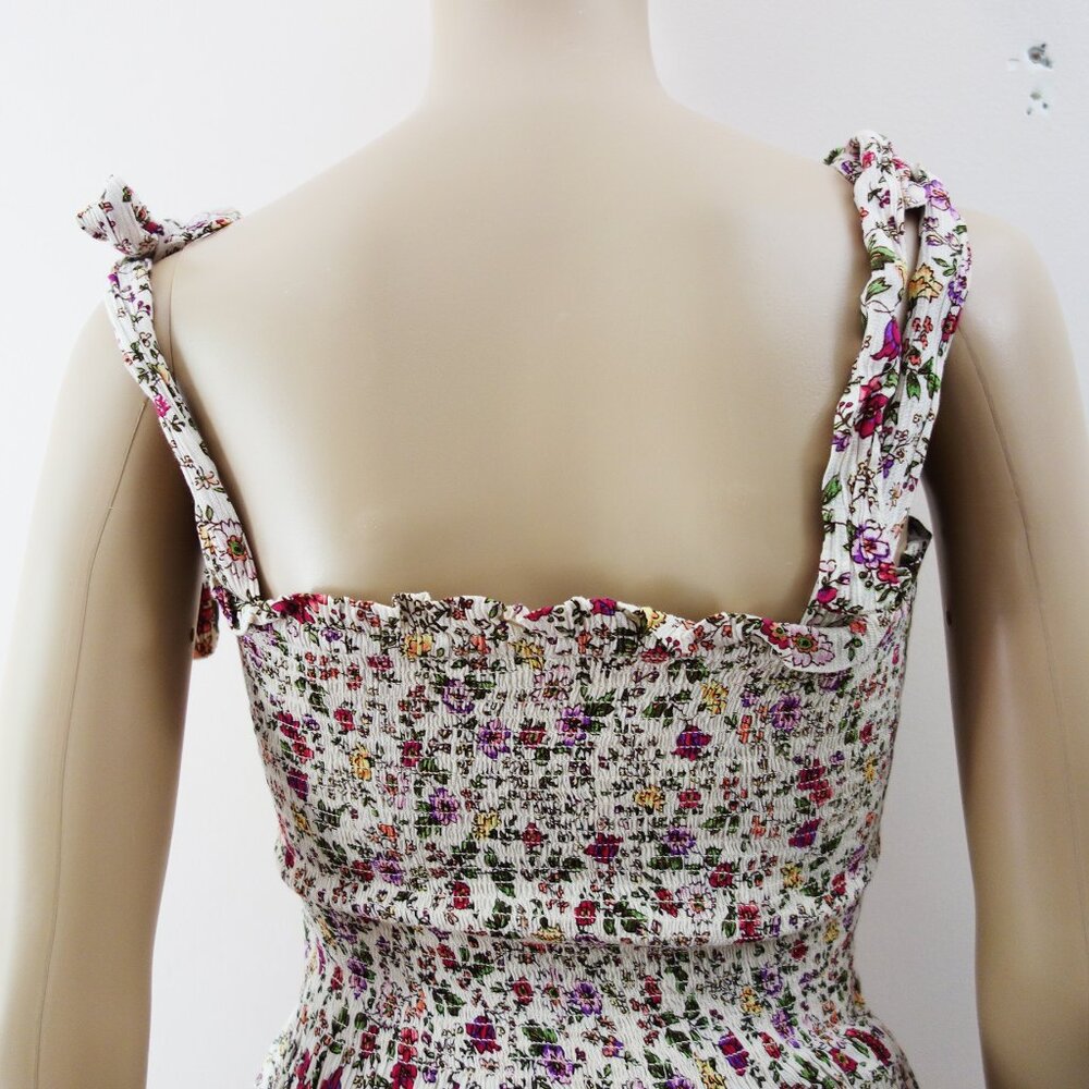Patrons of Peace Cream Floral Babydoll Tank with Shoulder Tie (S) NWT! - Picture 6 of 8